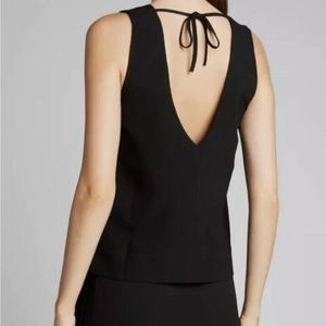 NEW with tag! Ganni Women's Tie Back V-Neck Tank Top Heavy Crepe Black Top